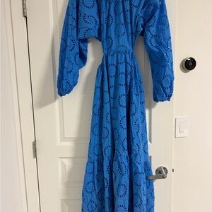 Zara Blue Eyelet Maxi Dress